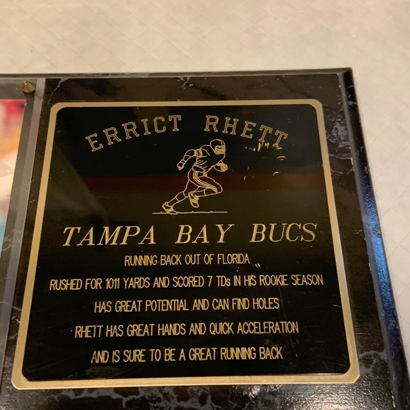 Vintage Tampa Bay Buccaneers Errict Rhett Auto NFL 15" x 12" Wall Plaque - Picture 7 of 16